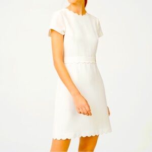 Club Monaco cream scalloped edge dress. Size 2